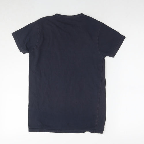 Emporio Armani Womens Blue Cotton Basic T-Shirt Size S Round Neck - Logo