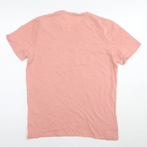 JACK & JONES Mens Pink Cotton T-Shirt Size M Round Neck - Easy Days