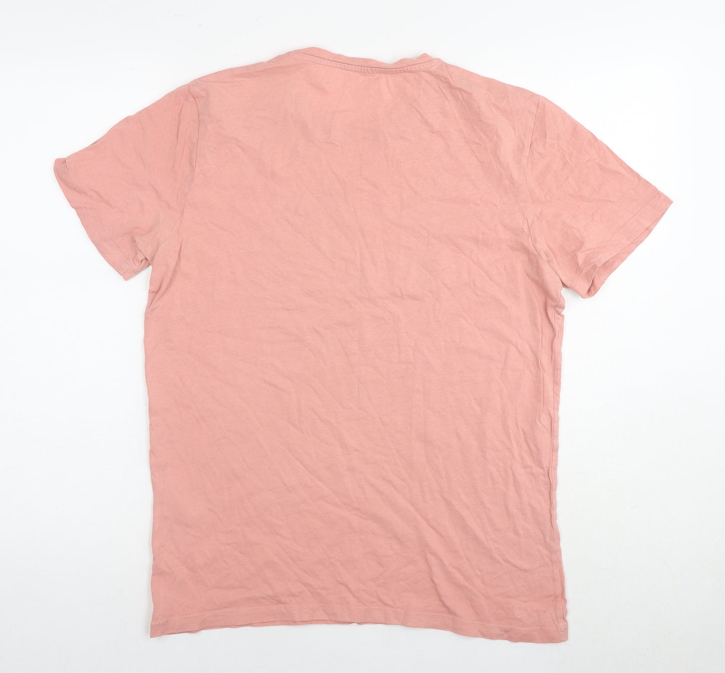 JACK & JONES Mens Pink Cotton T-Shirt Size M Round Neck - Easy Days