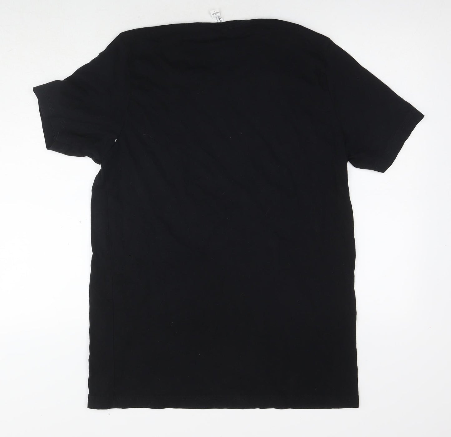 Brent Mens Black Cotton T-Shirt Size L Round Neck - Geometric Detail