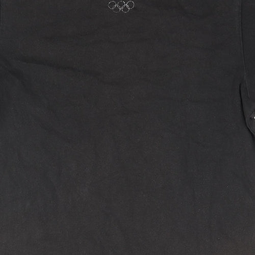 adidas Mens Black Cotton T-Shirt Size M Round Neck - Logo British Flag