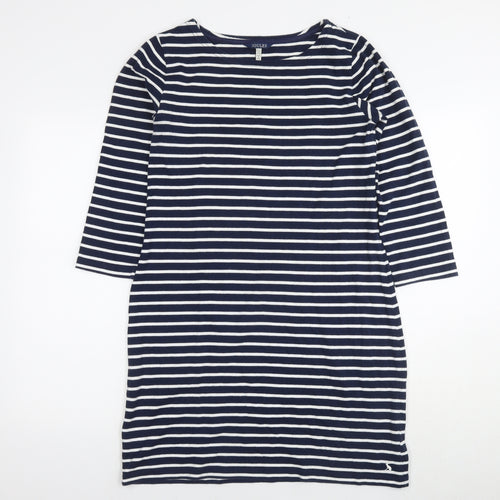 Joules Womens Blue Striped Cotton Jumper Dress Size 12 Round Neck Pullover