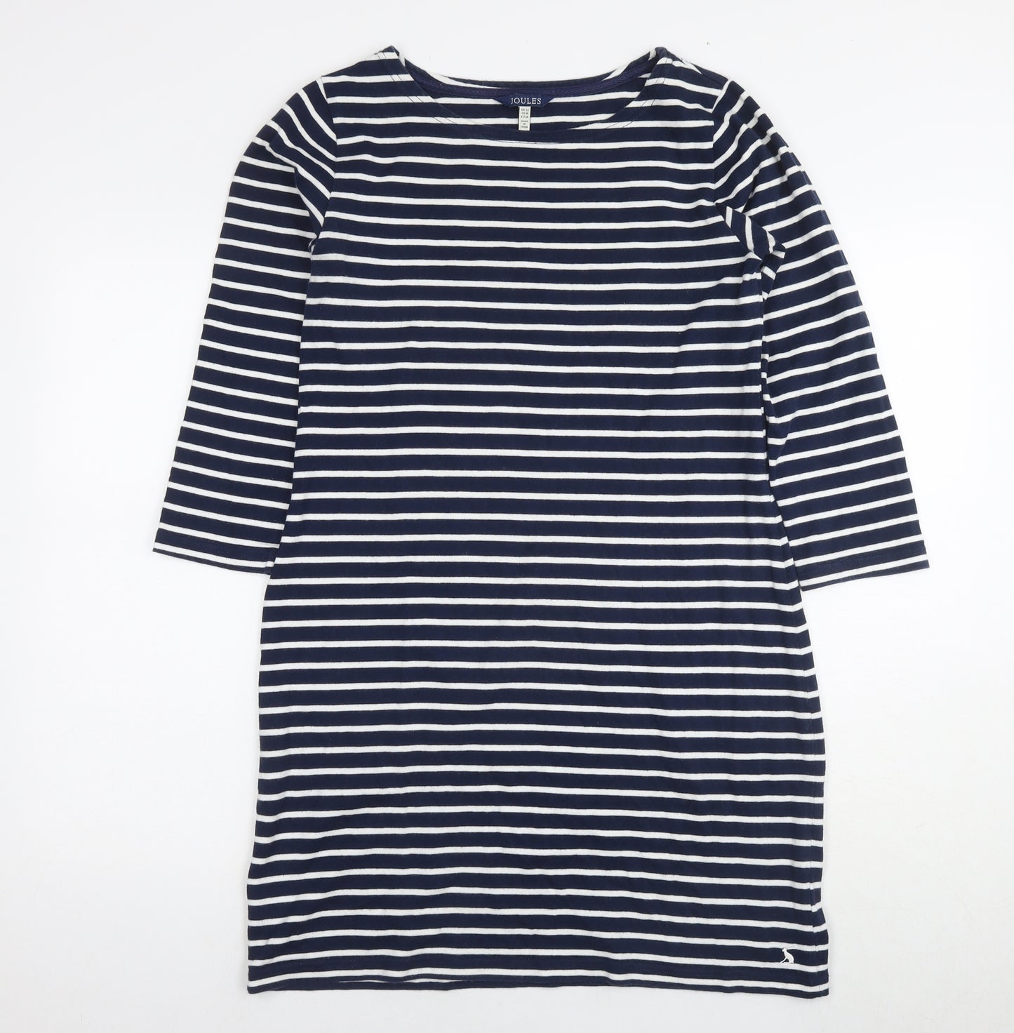 Joules Womens Blue Striped Cotton Jumper Dress Size 12 Round Neck Pullover