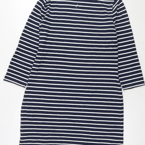 Joules Womens Blue Striped Cotton Jumper Dress Size 12 Round Neck Pullover