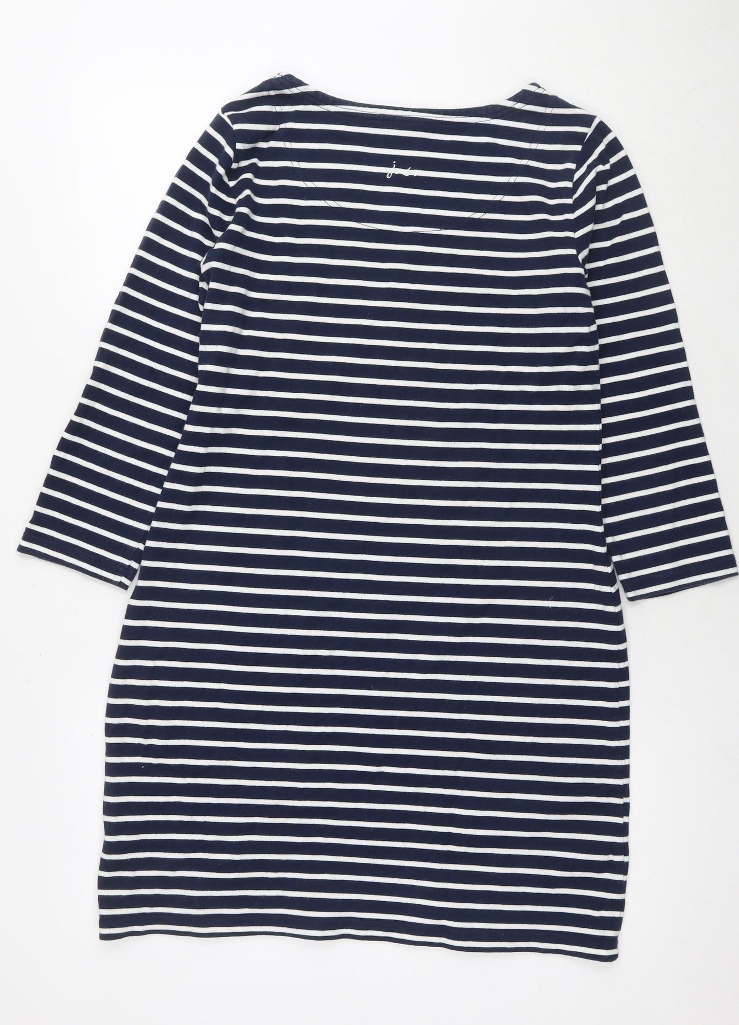 Joules Womens Blue Striped Cotton Jumper Dress Size 12 Round Neck Pullover