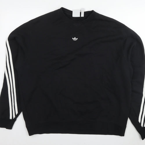 adidas Mens Black Cotton Pullover Sweatshirt Size XL