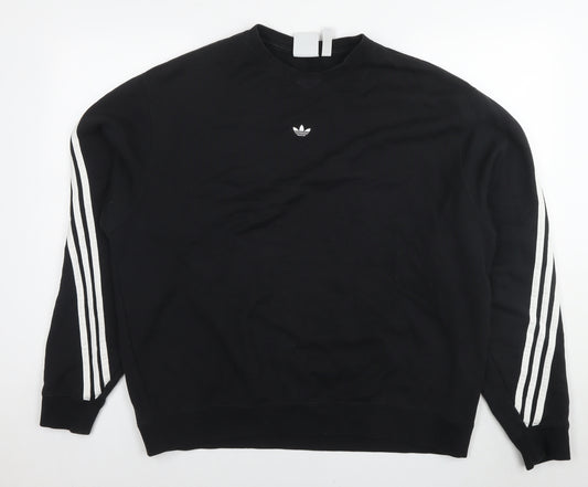 adidas Mens Black Cotton Pullover Sweatshirt Size XL