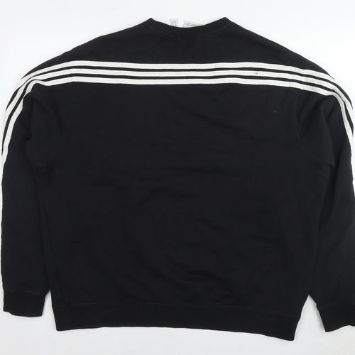 adidas Mens Black Cotton Pullover Sweatshirt Size XL