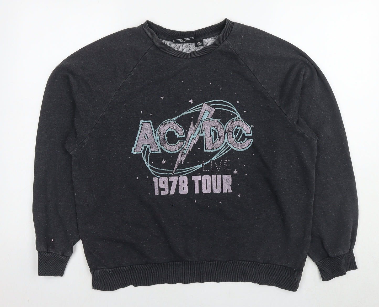 acdc Womens Grey Cotton Pullover Sweatshirt Size 6 Pullover - AC/DC 1978 Tour Size 6-8