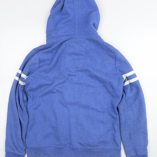 Superdry Womens Blue Cotton Full Zip Hoodie Size L Pullover - Logo