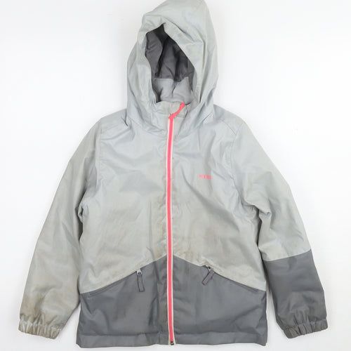 DECATHLON Girls Grey Windbreaker Jacket Size 6 Years Zip