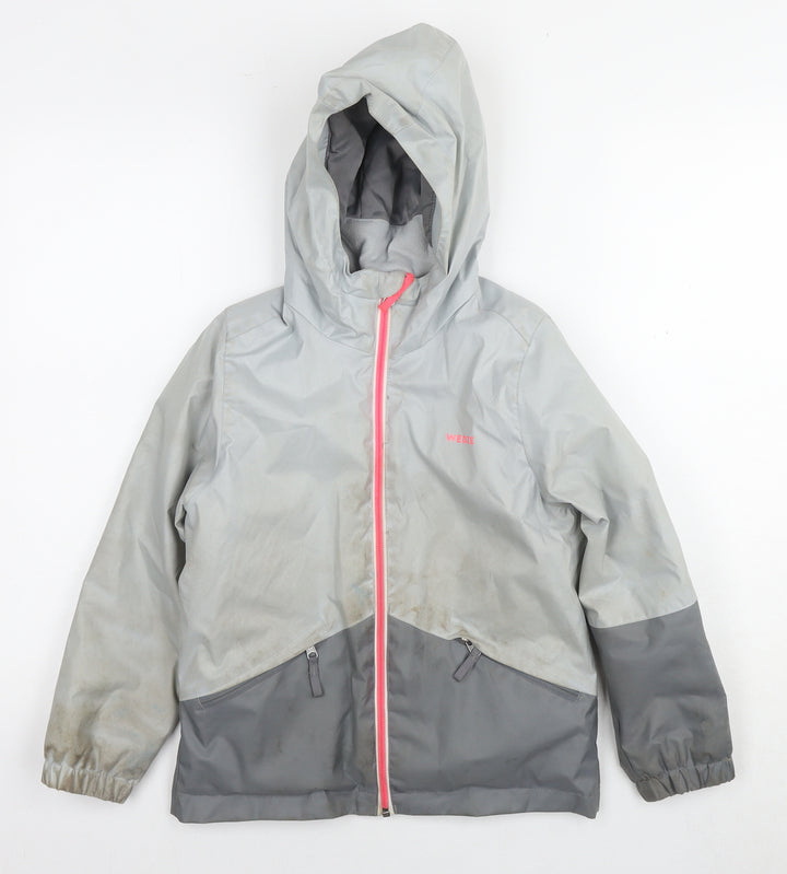 DECATHLON Girls Grey Windbreaker Jacket Size 6 Years Zip