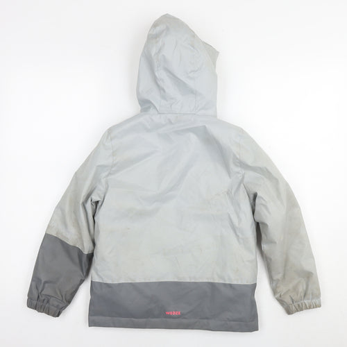 DECATHLON Girls Grey Windbreaker Jacket Size 6 Years Zip