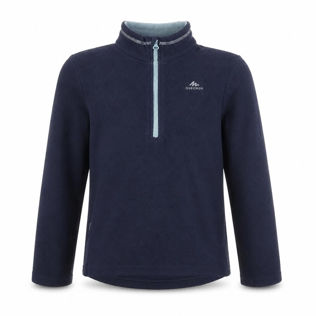 Front view of Decathlon boys’ blue polyester pullover sweatshirt, size 8-9, years pullover