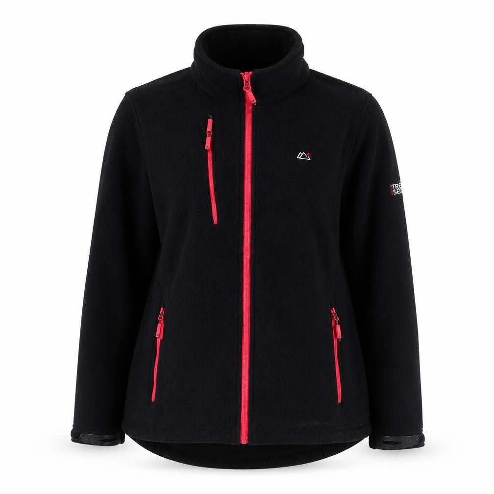 Front view of Xtreme women’s black jacket, size UK 10, zip