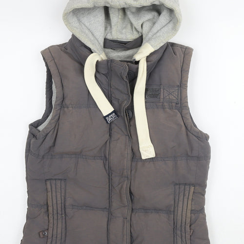 Superdry Womens Grey Gilet Waistcoat Size M Zip