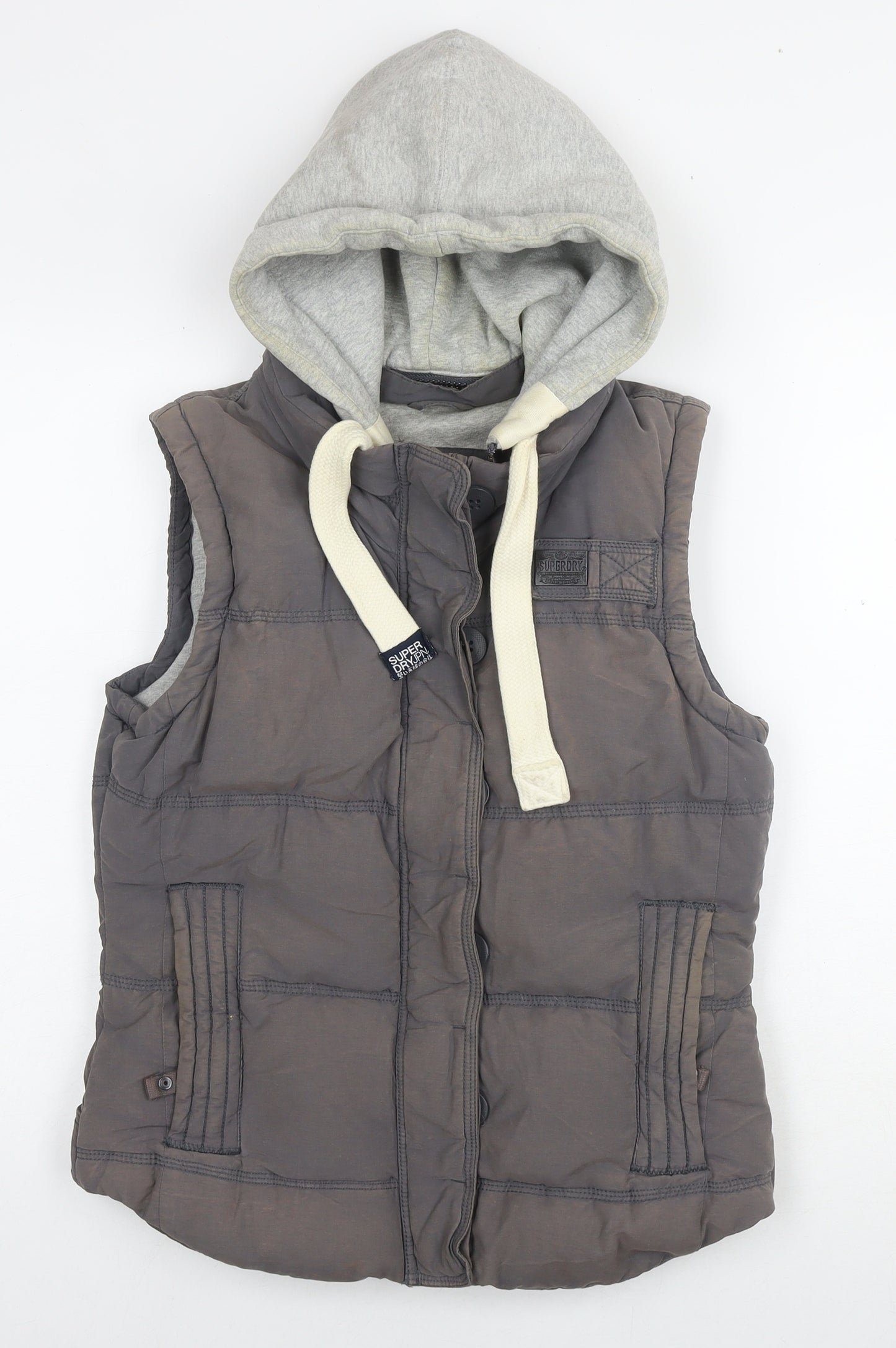 Superdry Womens Grey Gilet Waistcoat Size M Zip