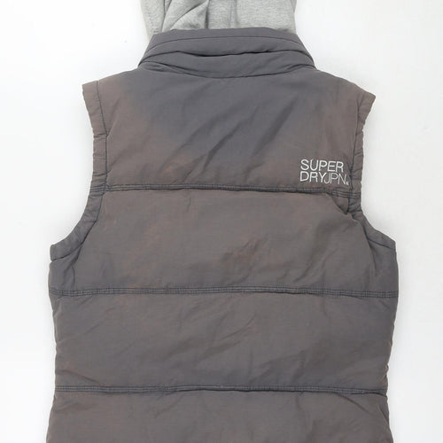 Superdry Womens Grey Gilet Waistcoat Size M Zip