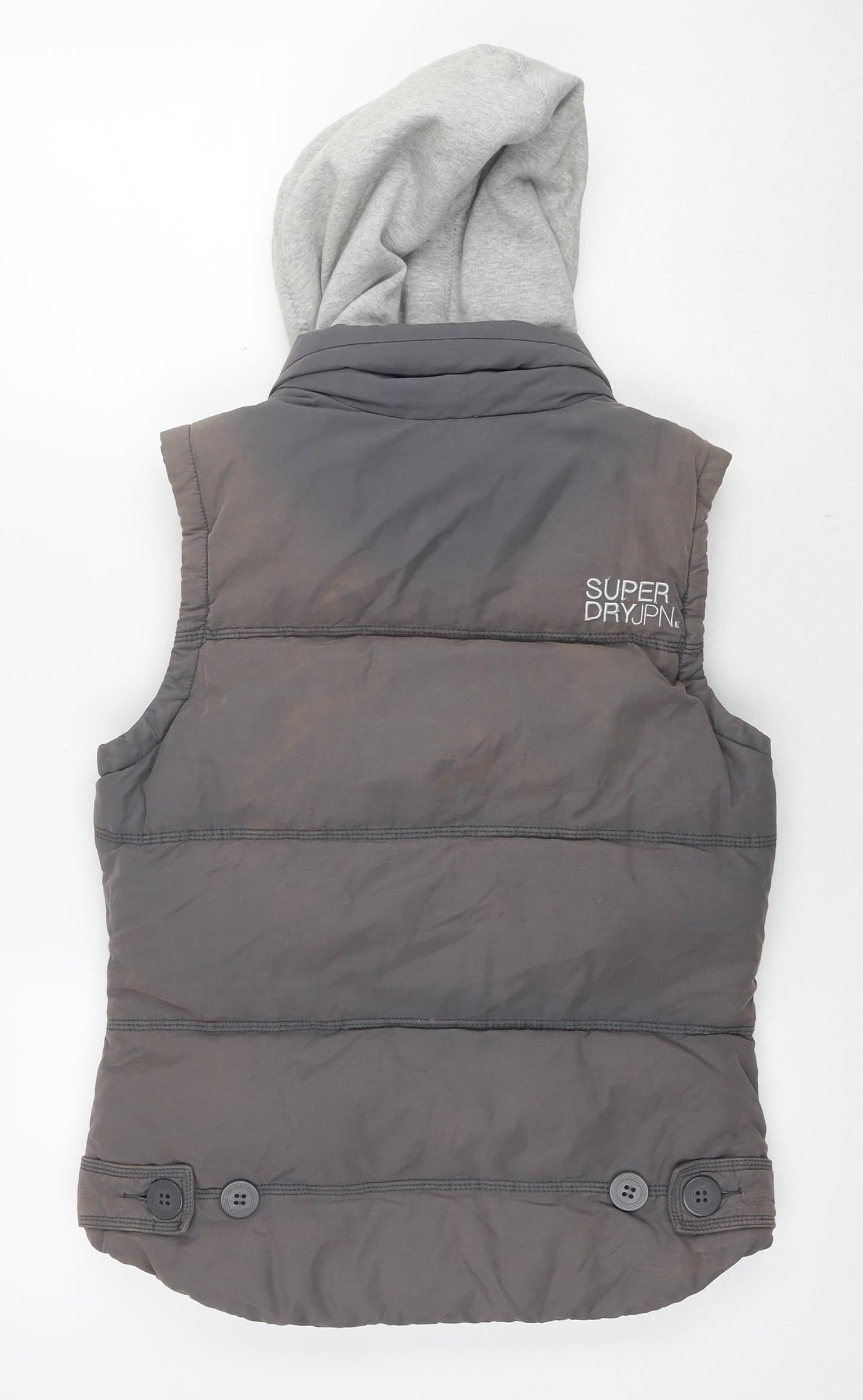 Superdry Womens Grey Gilet Waistcoat Size M Zip