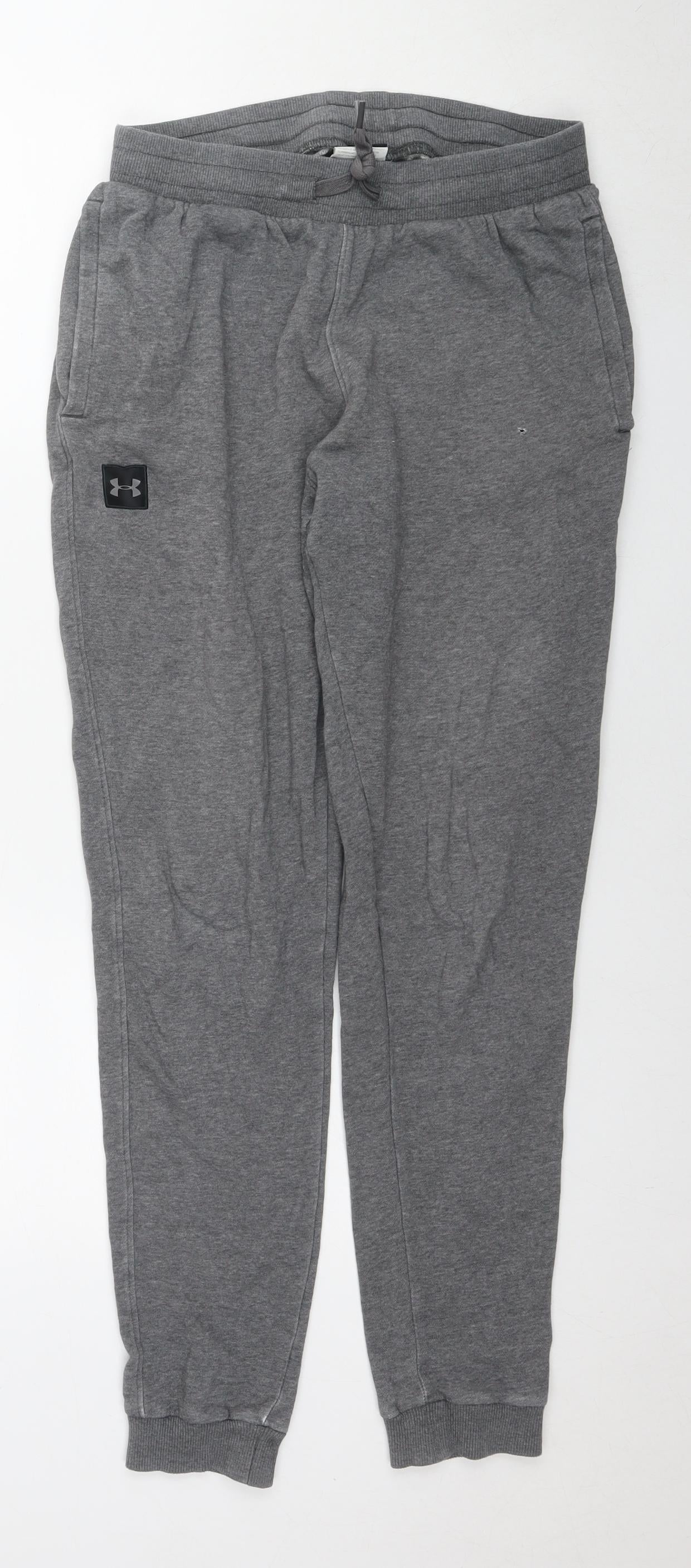 Under armour Mens Grey Cotton Jogger Trousers Size M L28 in Regular Drawstring