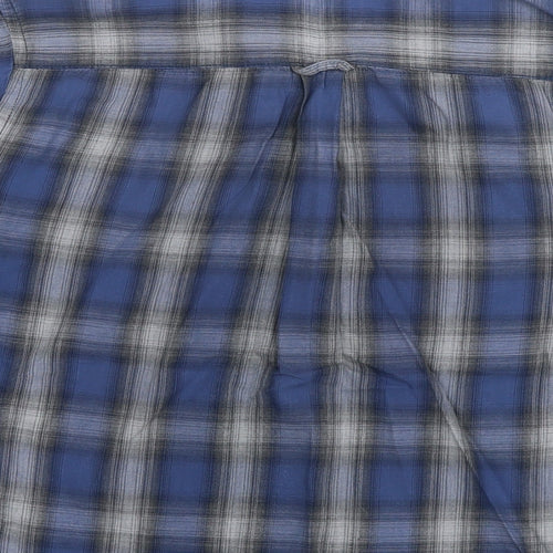 James Pringle Mens Blue Check Cotton Button-Up Size M Collared Button