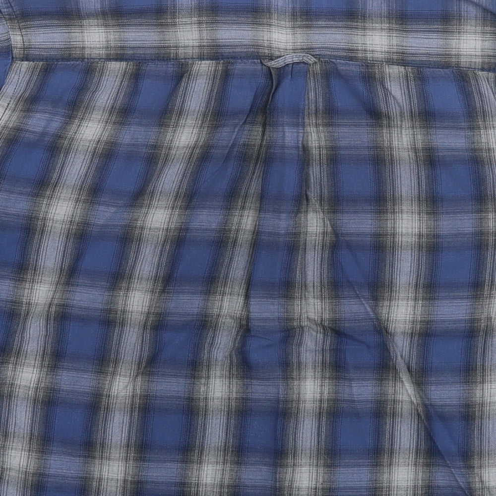 James Pringle Mens Blue Check Cotton Button-Up Size M Collared Button