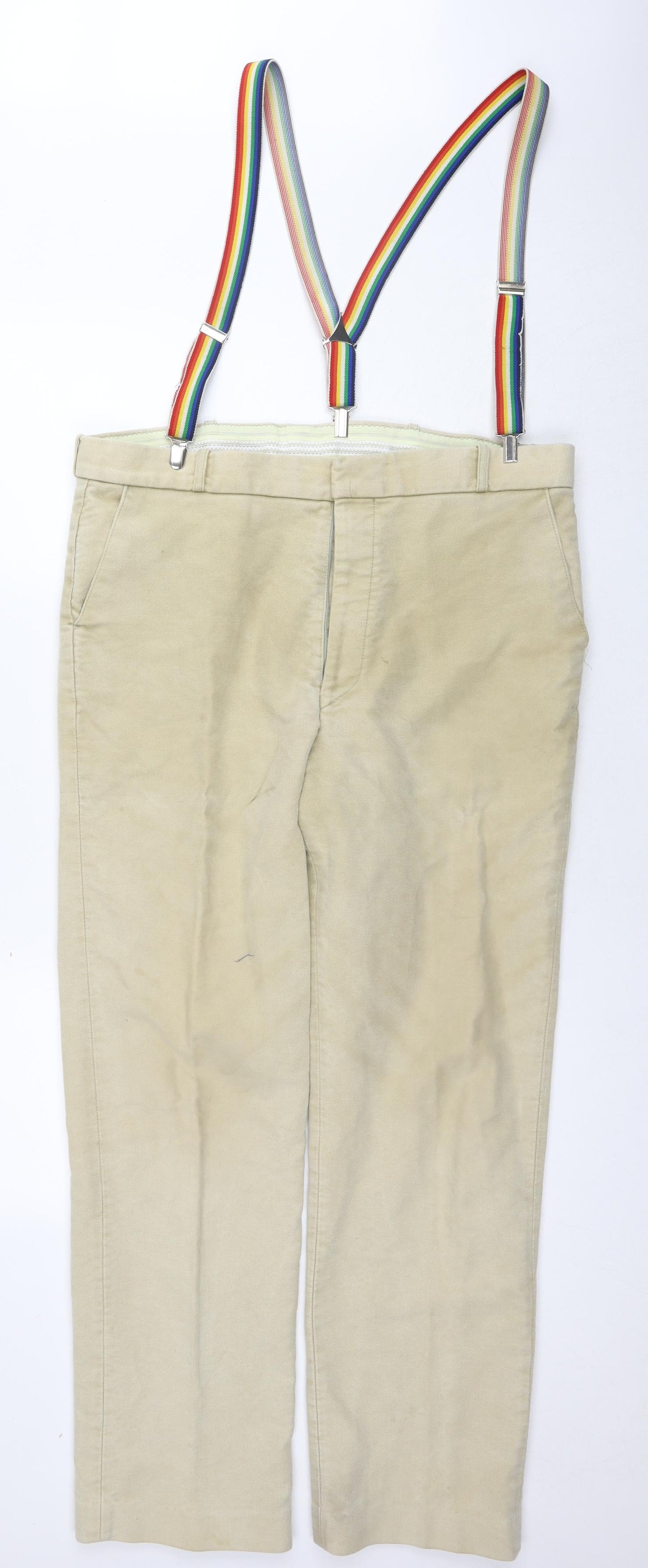 Clares Dickies Mens Beige Cotton Trousers Size 36 in L29 in Regular Zip