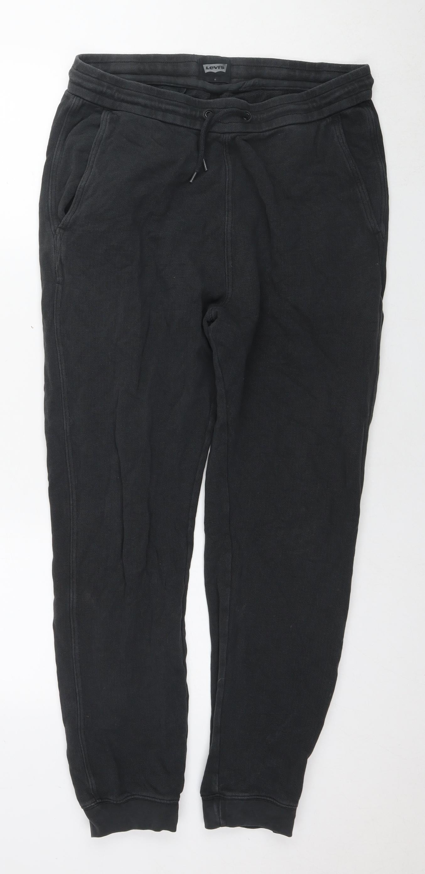 Levi's Mens Black Cotton Jogger Trousers Size M L28 in Regular Drawstring