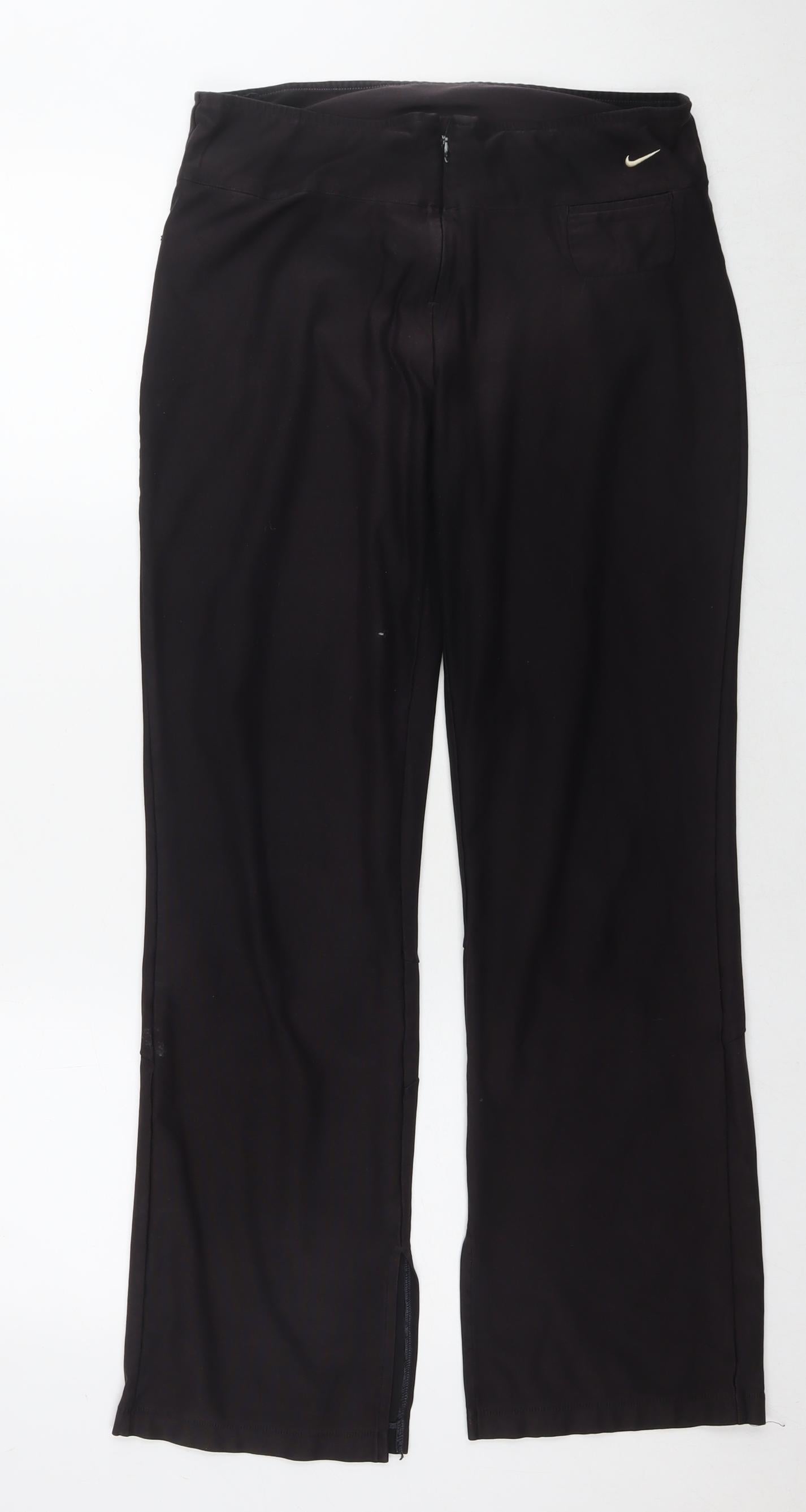 Nike Womens Black Polyester Trousers Size 10 L30 in Regular Zip - Size 10-12