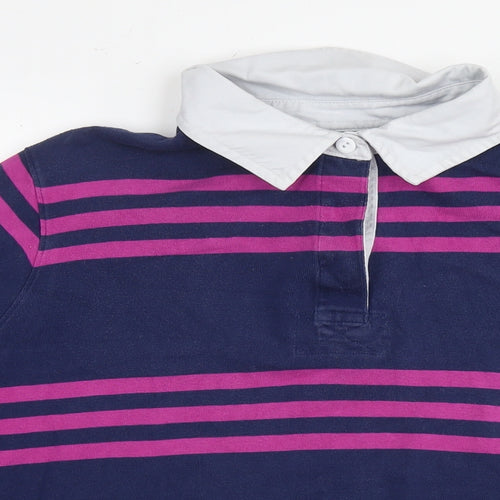 Lands' End Womens Blue Striped Cotton Basic Polo Size 20 Collared - Size 20-22