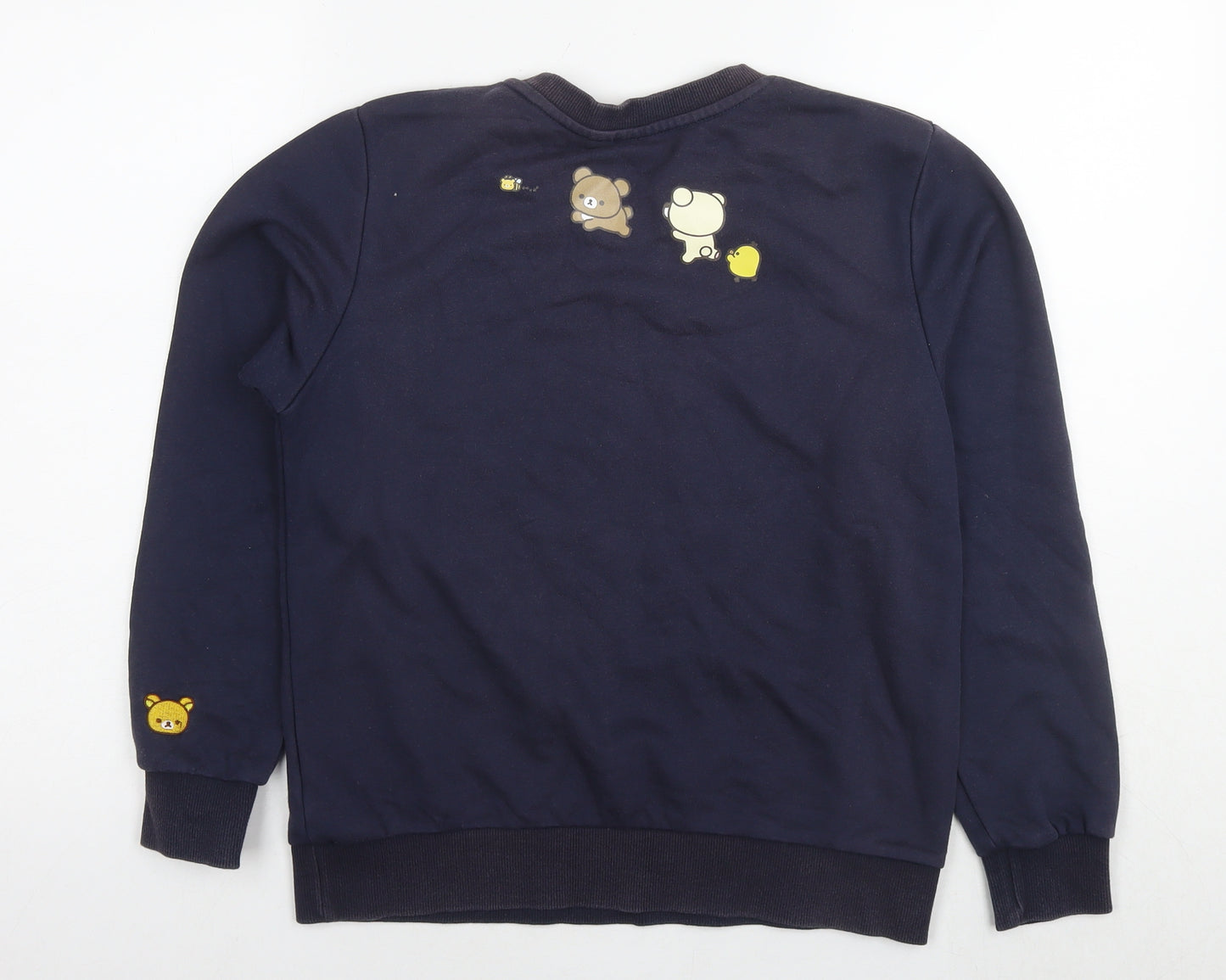 Rilakkuma Womens Blue Cotton Pullover Sweatshirt Size M Pullover - Teddy Bear Duck Logo