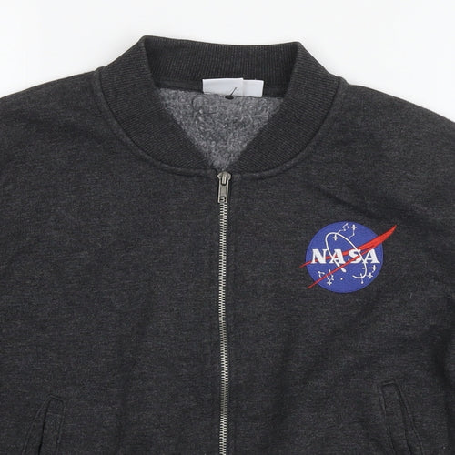 NASA Womens Grey Cotton Full Zip Hoodie Size 10 Zip - Logo