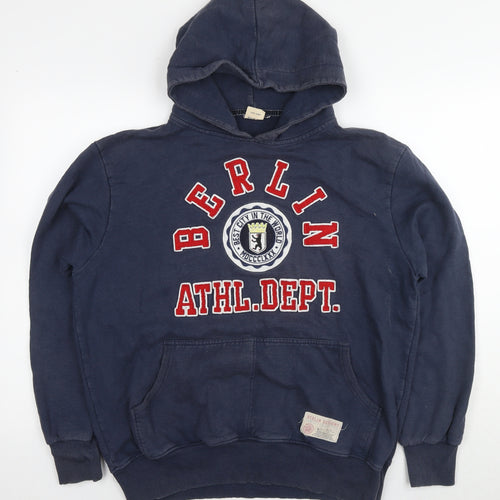 Berlin Mens Blue Cotton Pullover Hoodie Size XL - Logo