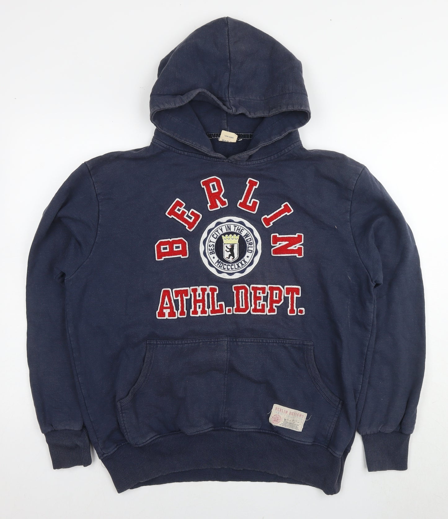 Berlin Mens Blue Cotton Pullover Hoodie Size XL - Logo