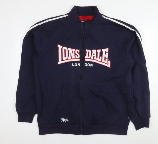 Lonsdale Mens Blue Cotton Full Zip Sweatshirt Size XL - Logo