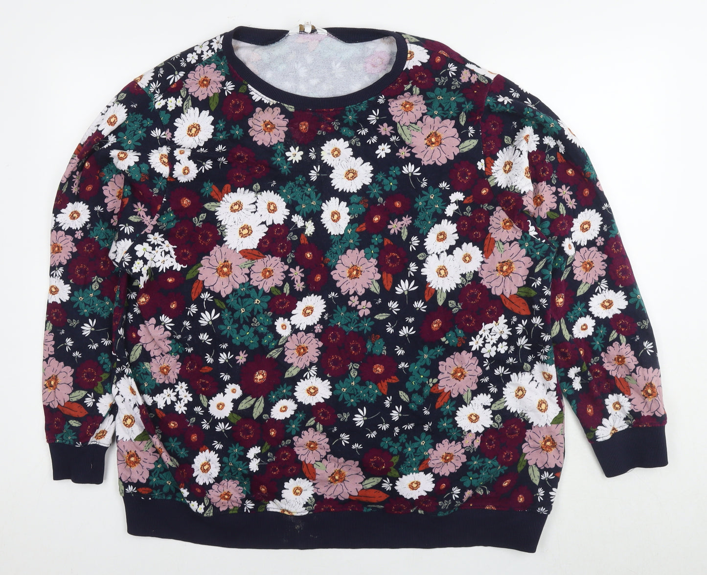 Cotton Traders Womens Multicoloured Floral Cotton Pullover Sweatshirt Size 24 Pullover