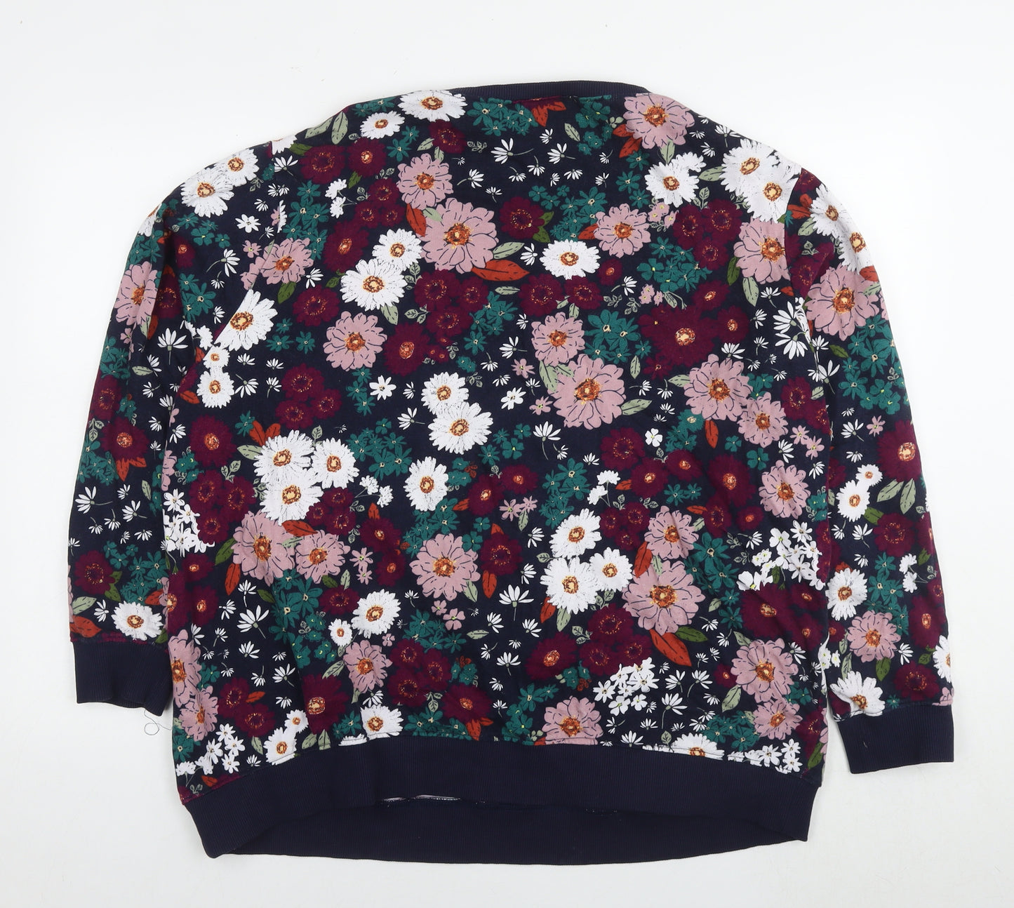 Cotton Traders Womens Multicoloured Floral Cotton Pullover Sweatshirt Size 24 Pullover