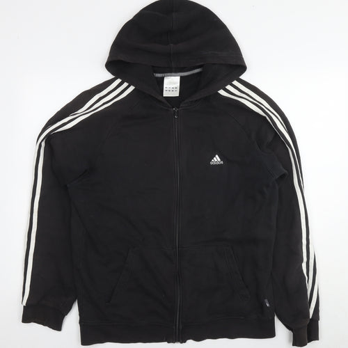 adidas Mens Black Cotton Full Zip Hoodie Size L