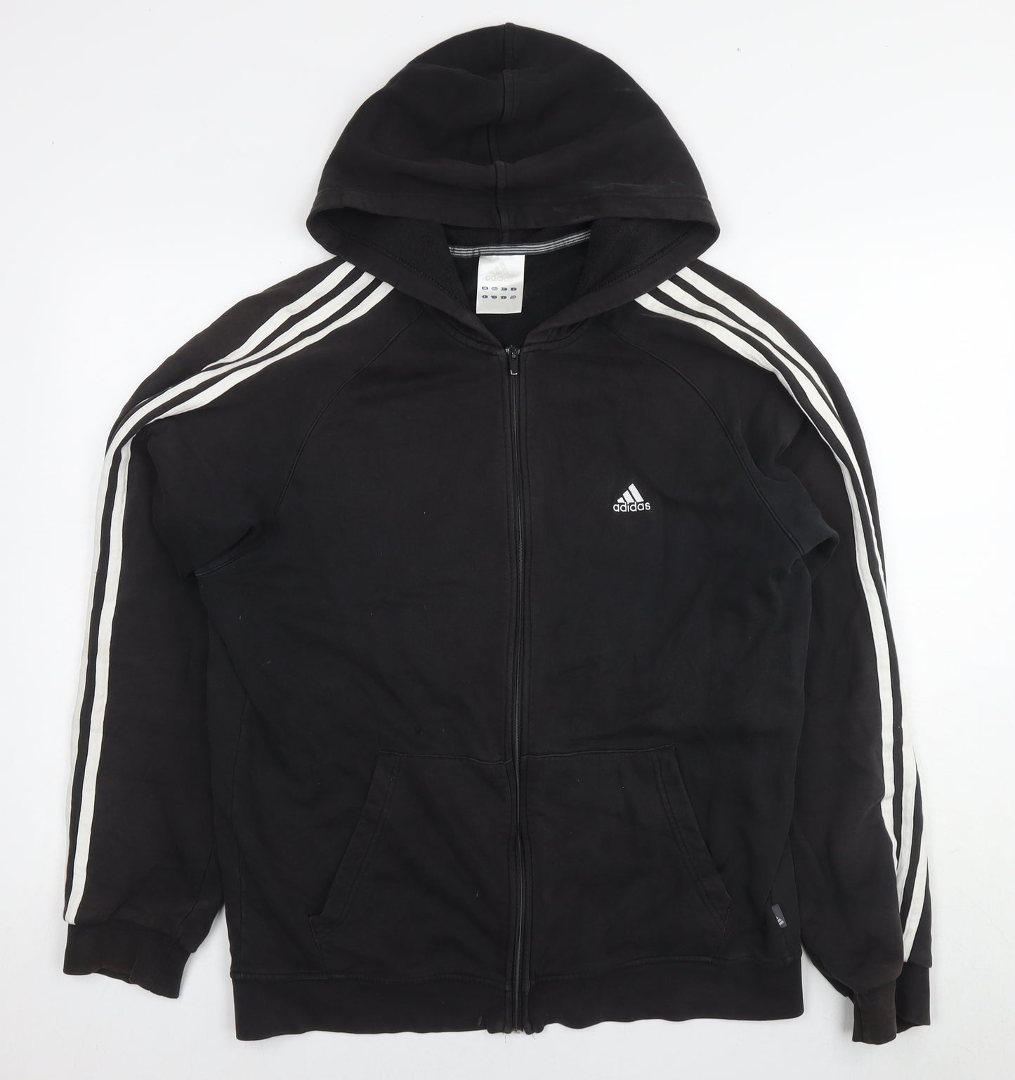 adidas Mens Black Cotton Full Zip Hoodie Size L