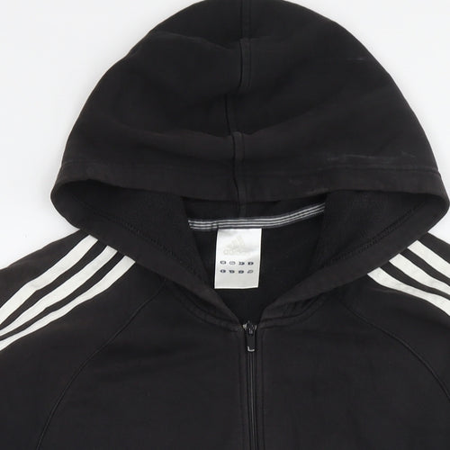 adidas Mens Black Cotton Full Zip Hoodie Size L