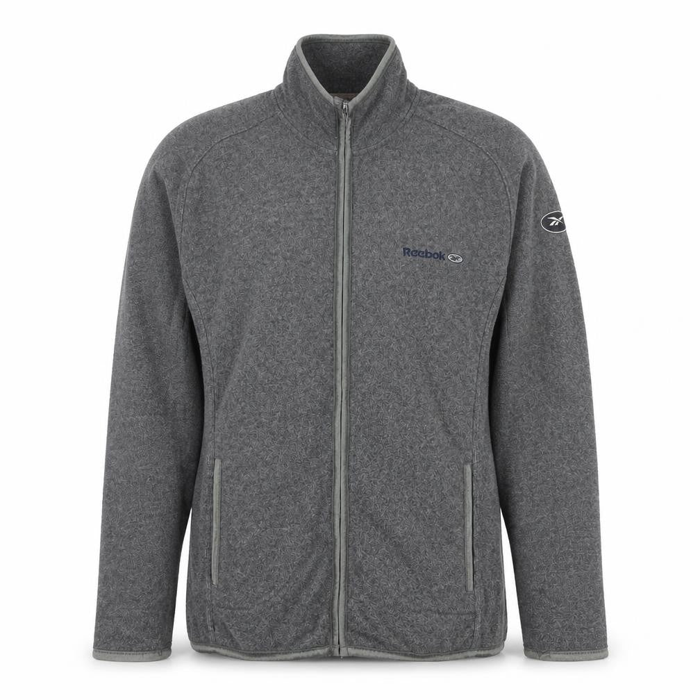 Front view of Reebok women’s grey jacket, size UK 10, zip
