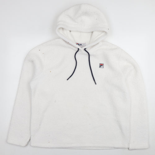 FILA Womens White Polyester Pullover Hoodie Size XL Pullover - Teddy Fleece