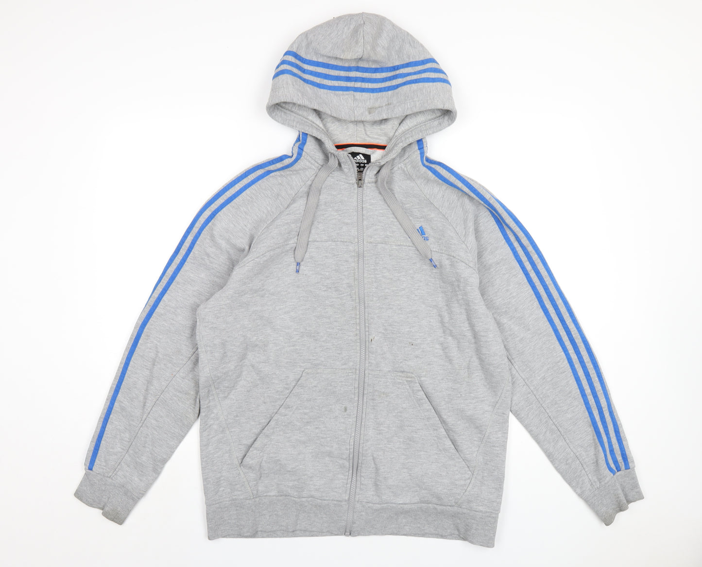 adidas Mens Grey Cotton Full Zip Hoodie Size L