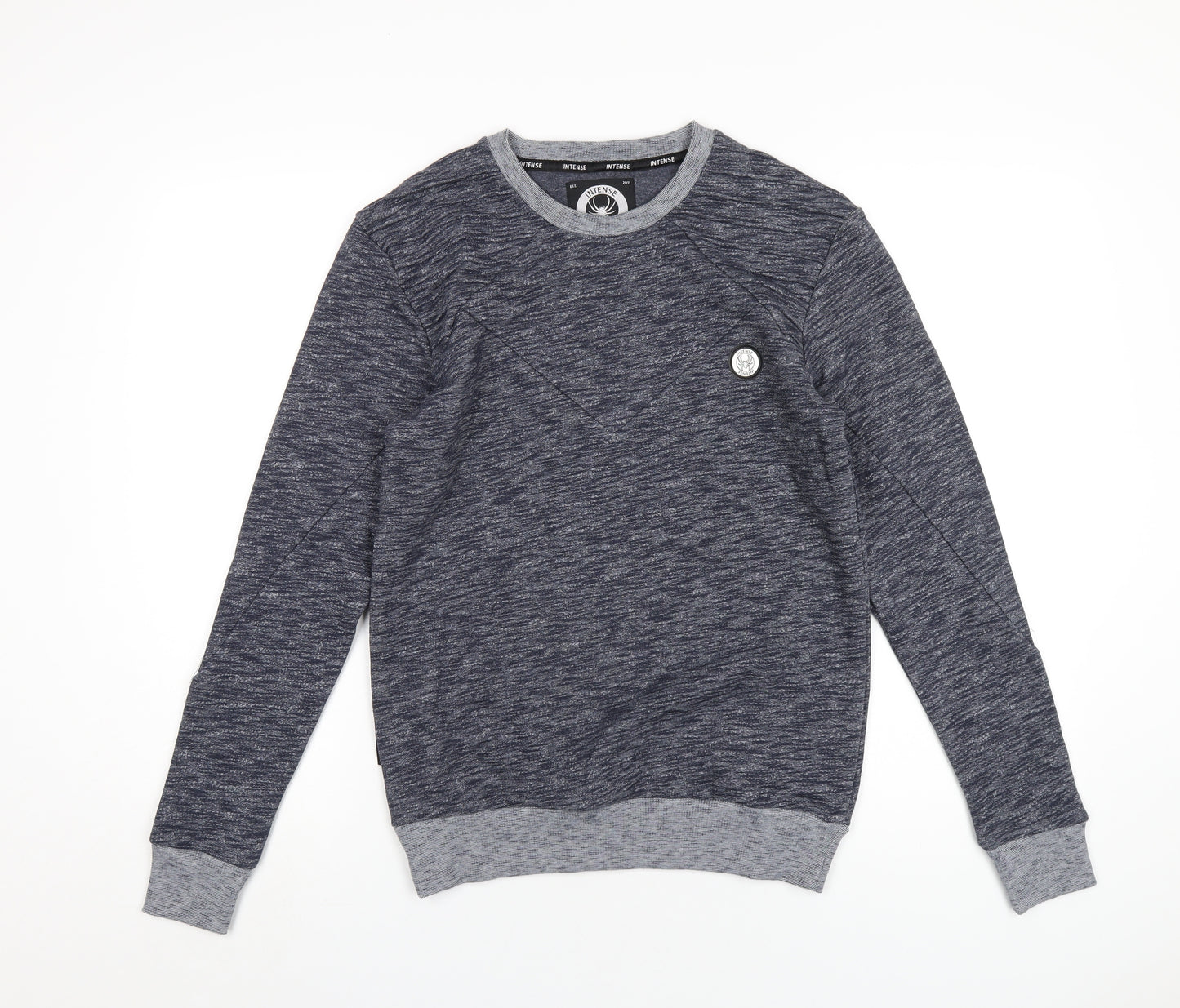 Intense Mens Blue Cotton Pullover Sweatshirt Size S