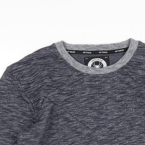 Intense Mens Blue Cotton Pullover Sweatshirt Size S
