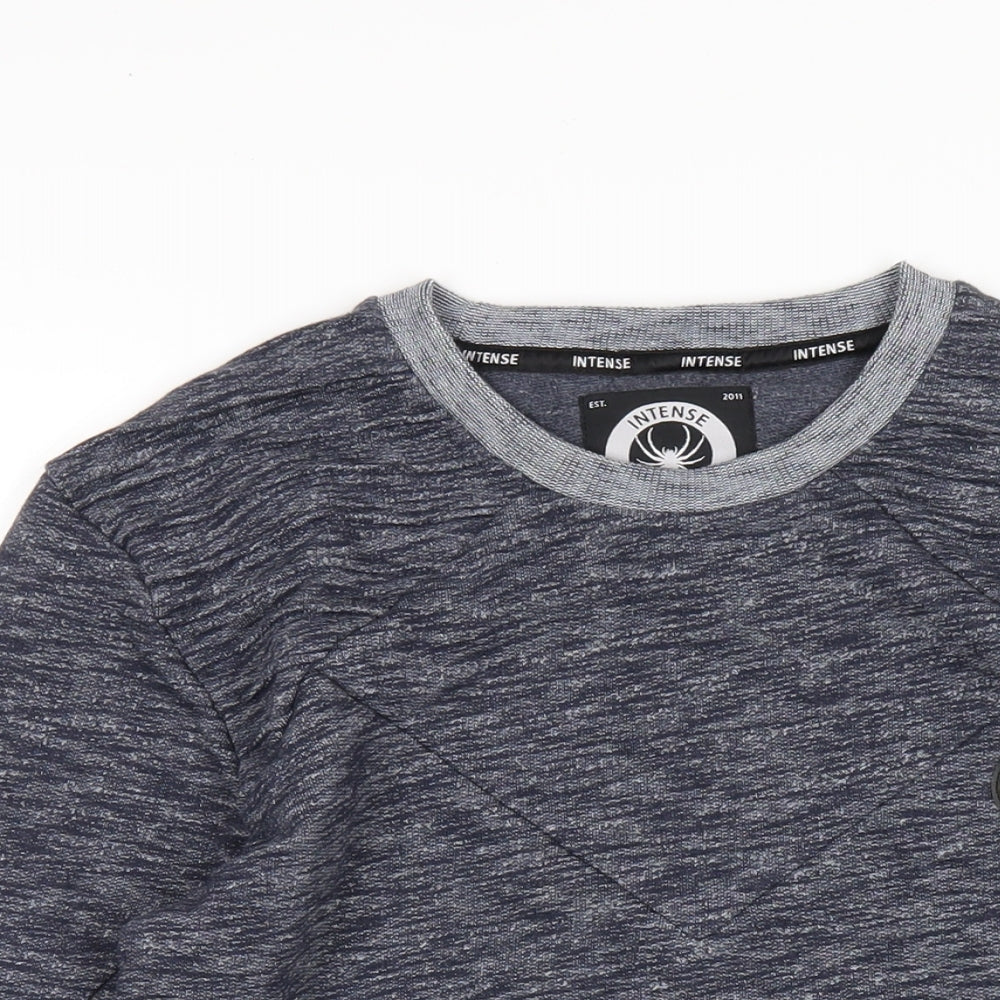 Intense Mens Blue Cotton Pullover Sweatshirt Size S