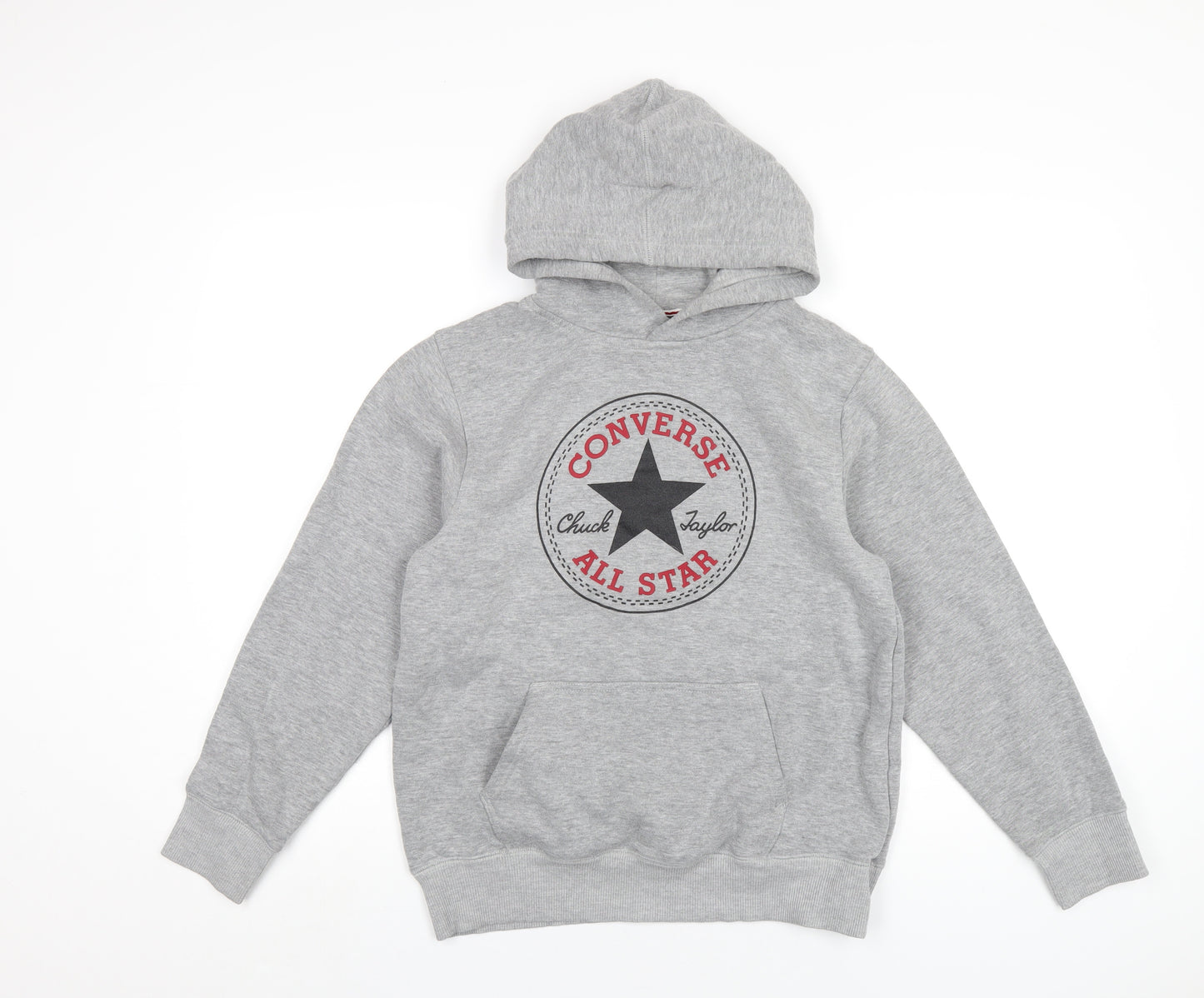 Converse Boys Grey Cotton Pullover Hoodie Size 13-14 Years Pullover