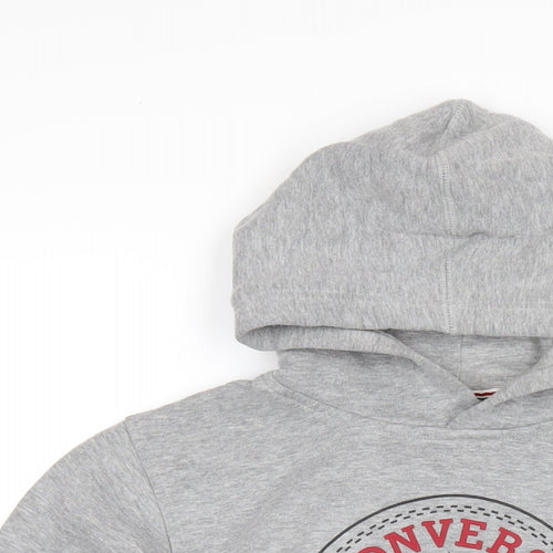 Converse Boys Grey Cotton Pullover Hoodie Size 13-14 Years Pullover