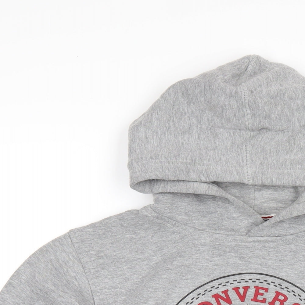 Converse Boys Grey Cotton Pullover Hoodie Size 13-14 Years Pullover