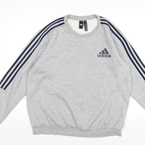 adidas Mens Grey Cotton Pullover Sweatshirt Size L